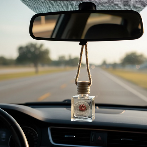 Clear glass bottle with a wooden top on a black surface, containing a small object.