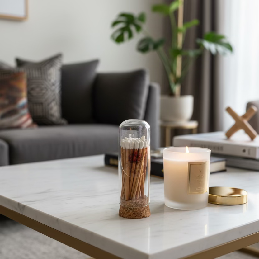 Apothecary Match Jar (20 Count) – Cork Lid & Built-In Striker