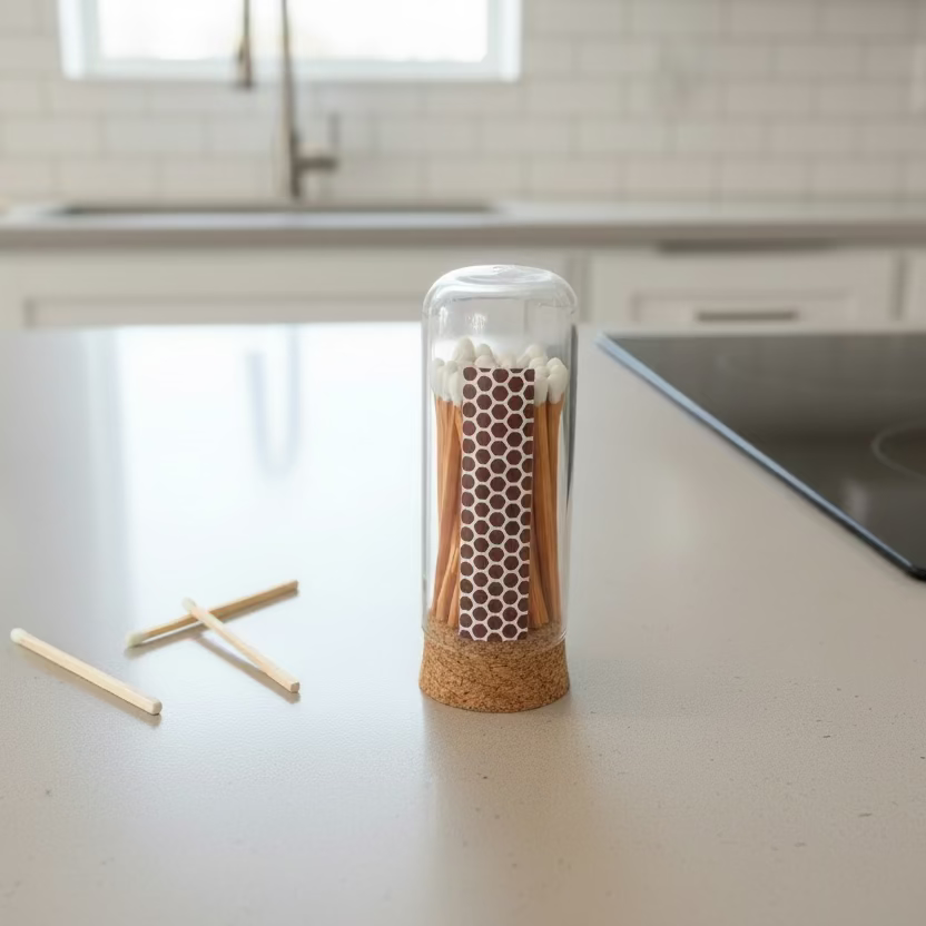 Apothecary Match Jar (20 Count) – Cork Lid & Built-In Striker