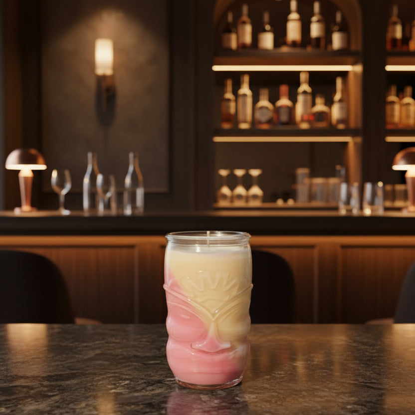 Candle in a glass jar with a gradient design